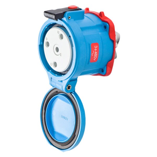 Pin & Sleeve Receptacle, 100 A, 480V AC, Three Phase, 3 Pole, Screw Terminals Wire Connection Type